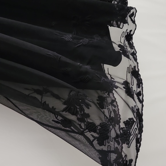 Betsey Johnson Black Coctail Evening Flirty Sheer Embroidered Dress 6 - Picture 8 of 10